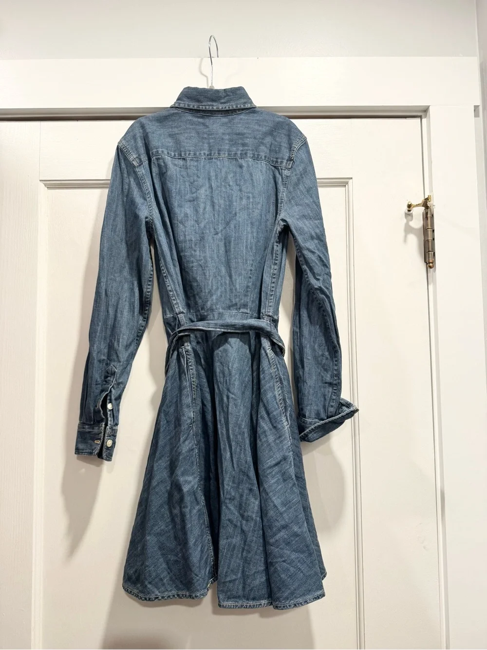 Ralph Lauren Girls Belted Cotton Denim Shirtdress 10 Preppy Western Fall School